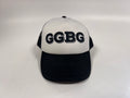 Cappello GGBG bianco e nero, cappello trucker con stampa GGBG