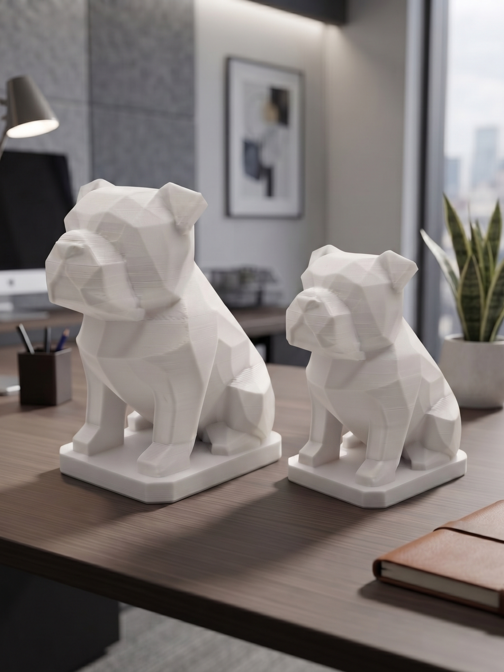 Statuina bulldog in ambientazione, idea regalo di design da collezione
