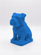 Statuina bulldog blu in stampa 3D PLA, totem animale low-poly da collezione