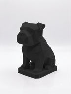 Statuina bulldog nero in stampa 3D PLA, totem animale low-poly da collezione