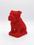Statuina bulldog rosso in stampa 3D PLA, totem animale low-poly da collezione
