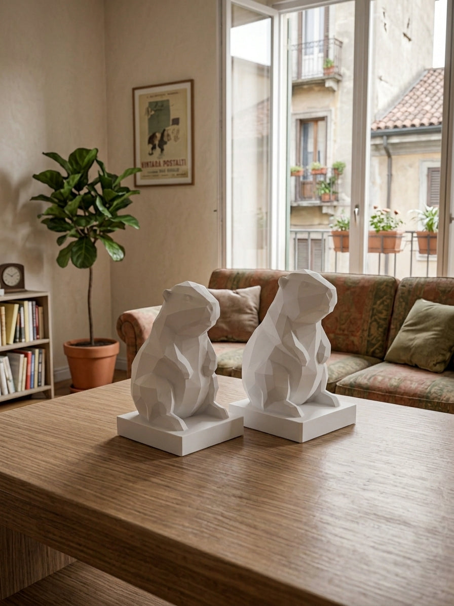 Statuina castoro in ambientazione, idea regalo di design da collezione