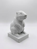 Statuina castoro bianco in stampa 3D PLA, totem animale low-poly da collezione