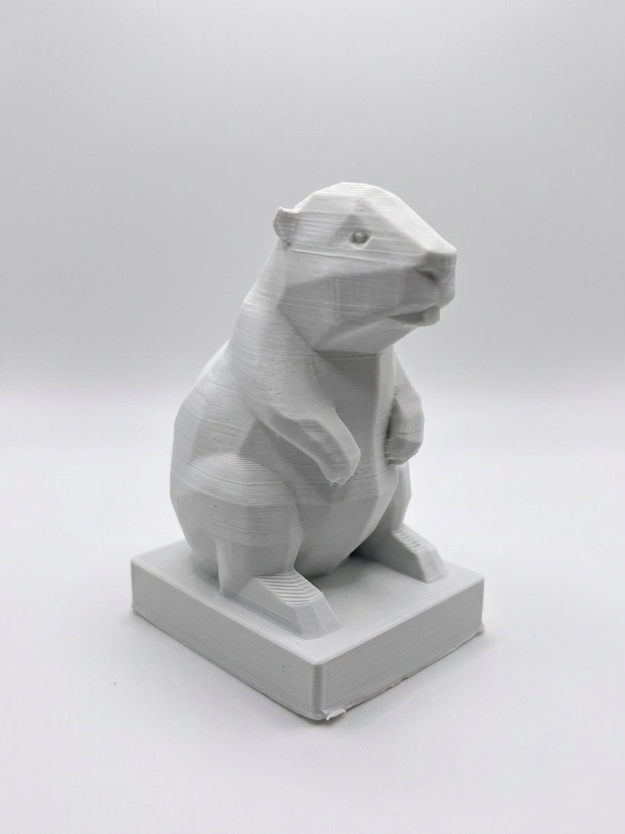 Statuina castoro bianco in stampa 3D PLA, totem animale low-poly da collezione