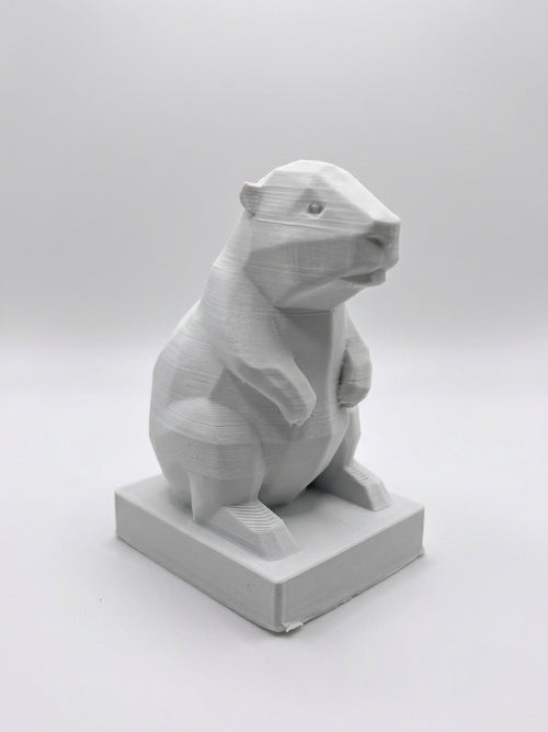 Statuina castoro bianco in stampa 3D PLA, totem animale low-poly da collezione