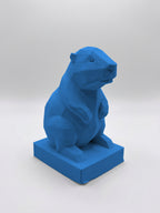 Statuina castoro blu in stampa 3D PLA, totem animale low-poly da collezione