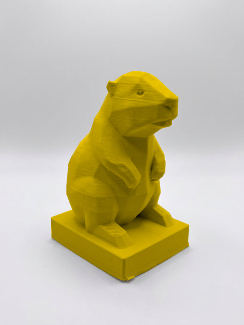 Statuina castoro giallo in stampa 3D PLA, totem animale low-poly da collezione
