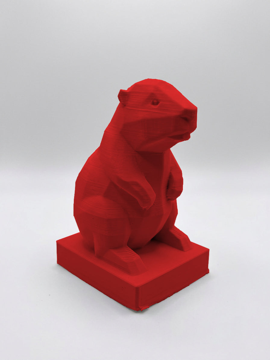Statuina castoro rosso in stampa 3D PLA, totem animale low-poly da collezione