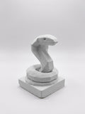 Statuina cobra bianco in stampa 3D PLA, totem animale low-poly da collezione
