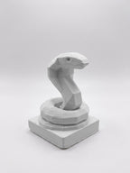 Statuina cobra bianco in stampa 3D PLA, totem animale low-poly da collezione