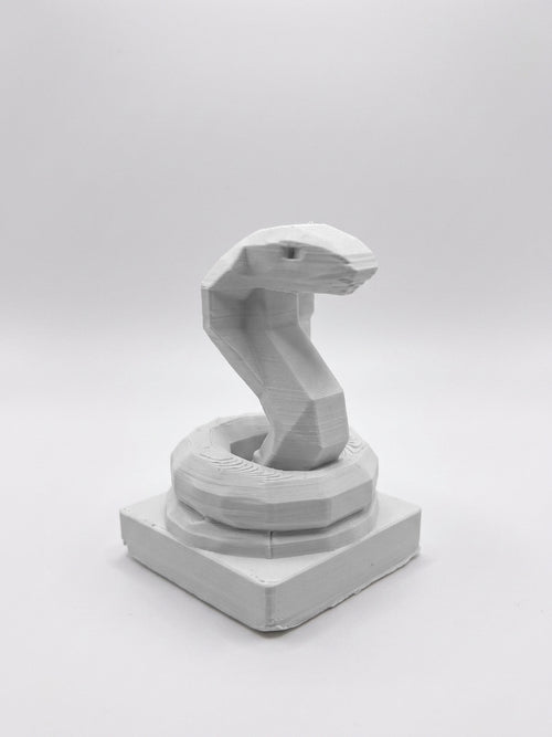 Statuina cobra bianco in stampa 3D PLA, totem animale low-poly da collezione