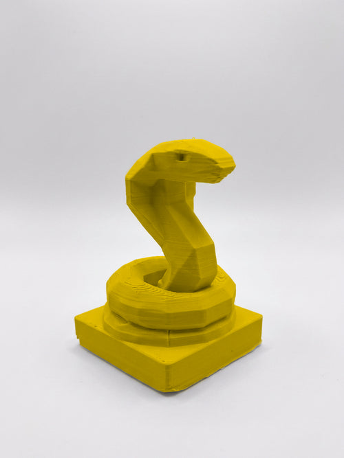 Statuina cobra giallo in stampa 3D PLA, totem animale low-poly da collezione