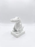 Statuina coccodrillo bianco in stampa 3D PLA, totem animale low-poly da collezione