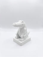 Statuina coccodrillo bianco in stampa 3D PLA, totem animale low-poly da collezione