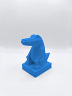 Statuina coccodrillo blu in stampa 3D PLA, totem animale low-poly da collezione