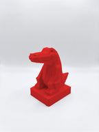 Statuina coccodrillo rosso in stampa 3D PLA, totem animale low-poly da collezione