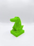 Statuina coccodrillo verde in stampa 3D PLA, totem animale low-poly da collezione