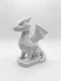 Statuina drago bianco in stampa 3D PLA, totem animale low-poly da collezione