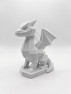 Statuina drago bianco in stampa 3D PLA, totem animale low-poly da collezione