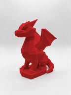 Statuina drago rosso in stampa 3D PLA, totem animale low-poly da collezione