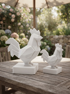 Dettaglio della finitura low-poly della statuina gallo stampata in 3D in PLA