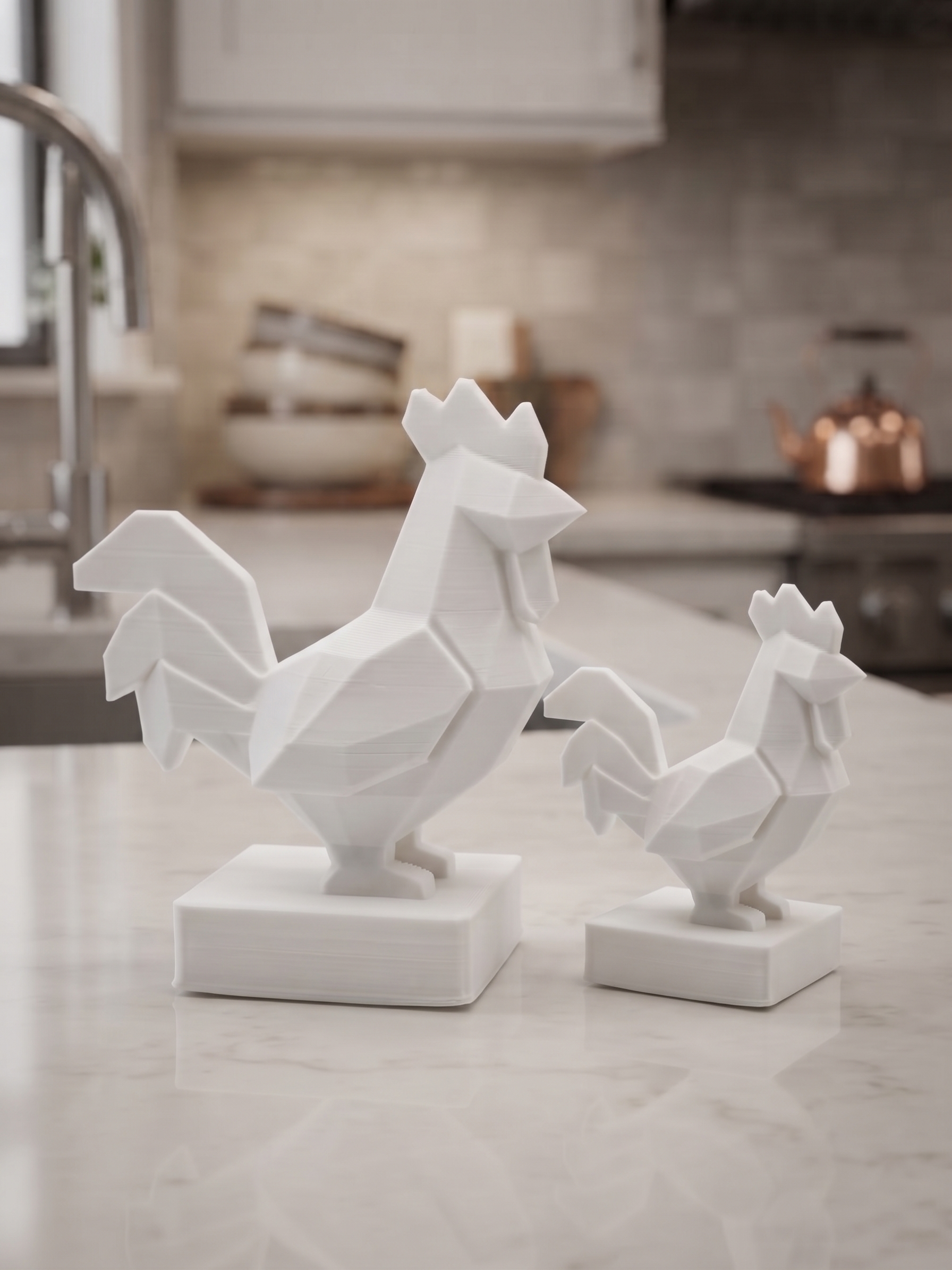 Statuina gallo in ambientazione, idea regalo di design da collezione