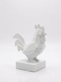 Statuina gallo bianco in stampa 3D PLA, totem animale low-poly da collezione