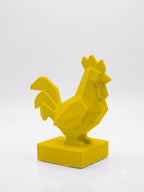 Statuina gallo giallo in stampa 3D PLA, totem animale low-poly da collezione