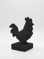 Statuina gallo nero in stampa 3D PLA, totem animale low-poly da collezione