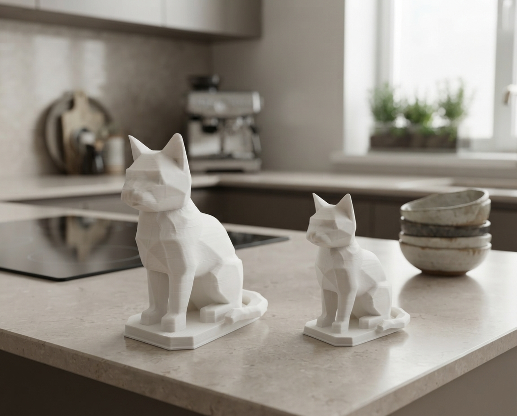 Statuina gatto in ambientazione, idea regalo di design da collezione