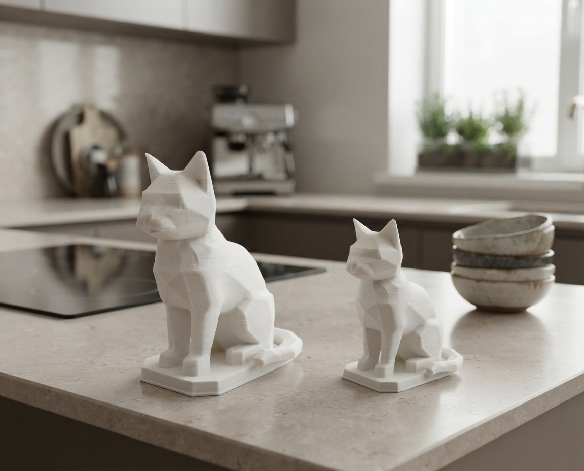 Statuina gatto in ambientazione, idea regalo di design da collezione