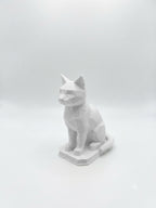 Statuina gatto bianco in stampa 3D PLA, totem animale low-poly da collezione