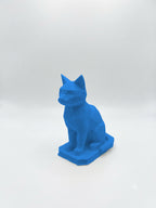 Statuina gatto blu in stampa 3D PLA, totem animale low-poly da collezione