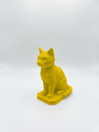 Statuina gatto giallo in stampa 3D PLA, totem animale low-poly da collezione