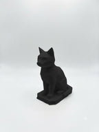 Statuina gatto nero in stampa 3D PLA, totem animale low-poly da collezione