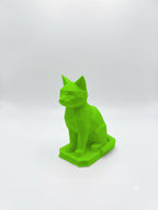 Statuina gatto verde in stampa 3D PLA, totem animale low-poly da collezione