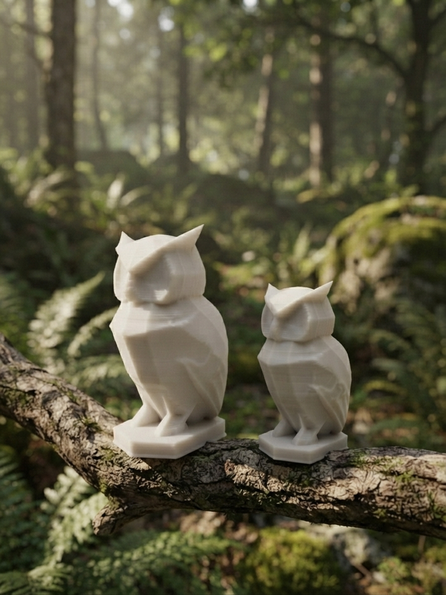 Statuina gufo in ambientazione, idea regalo di design da collezione