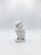 Statuina gufo bianco in stampa 3D PLA, totem animale low-poly da collezione