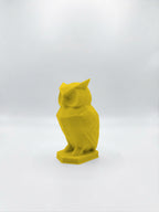 Statuina gufo giallo in stampa 3D PLA, totem animale low-poly da collezione