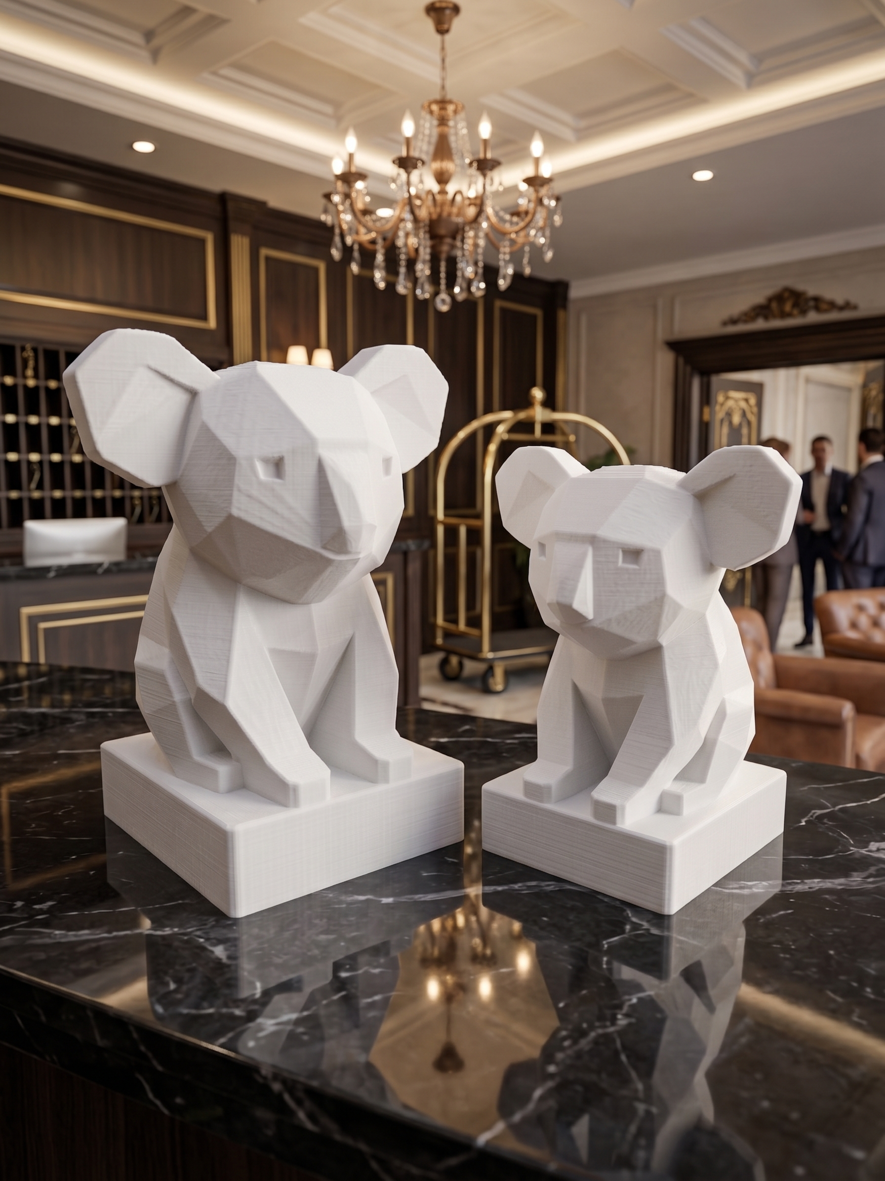 Statuina koala low-poly, totem animale stampato in 3D made in Italy