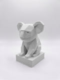 Statuina koala bianco in stampa 3D PLA, totem animale low-poly da collezione