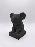 Statuina koala nero in stampa 3D PLA, totem animale low-poly da collezione
