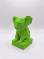 Statuina koala verde in stampa 3D PLA, totem animale low-poly da collezione