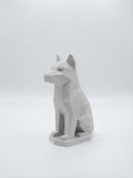 Statuina lupo bianco in stampa 3D PLA, totem animale low-poly da collezione