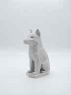 Statuina lupo bianco in stampa 3D PLA, totem animale low-poly da collezione