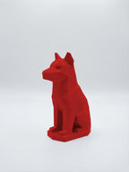 Statuina lupo rosso in stampa 3D PLA, totem animale low-poly da collezione