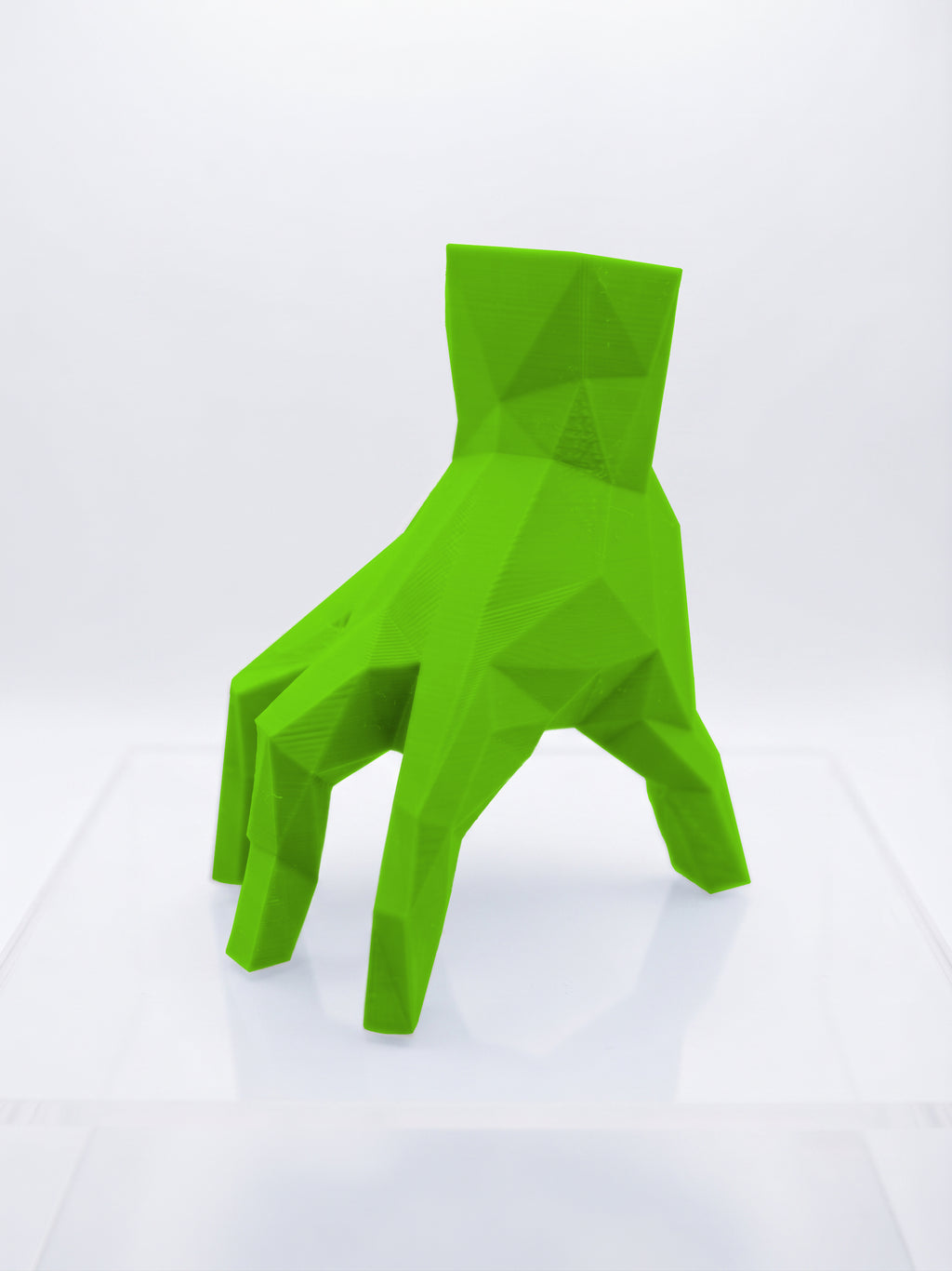 Statuina mano che cammina stile Famiglia Addams verde in stampa 3D PLA low-poly