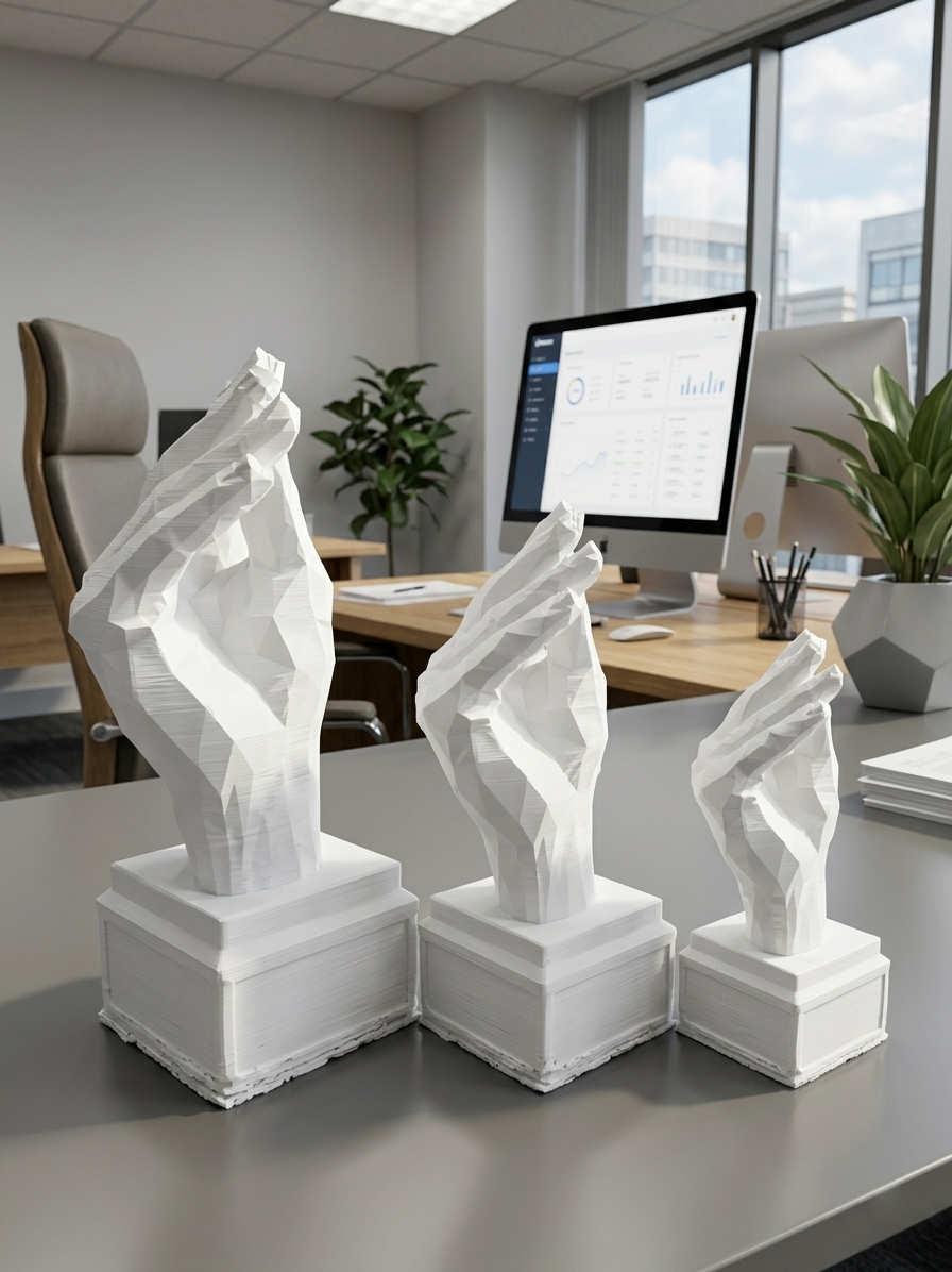Mano boh in stampa 3D PLA come idea regalo, dettaglio della finitura low-poly