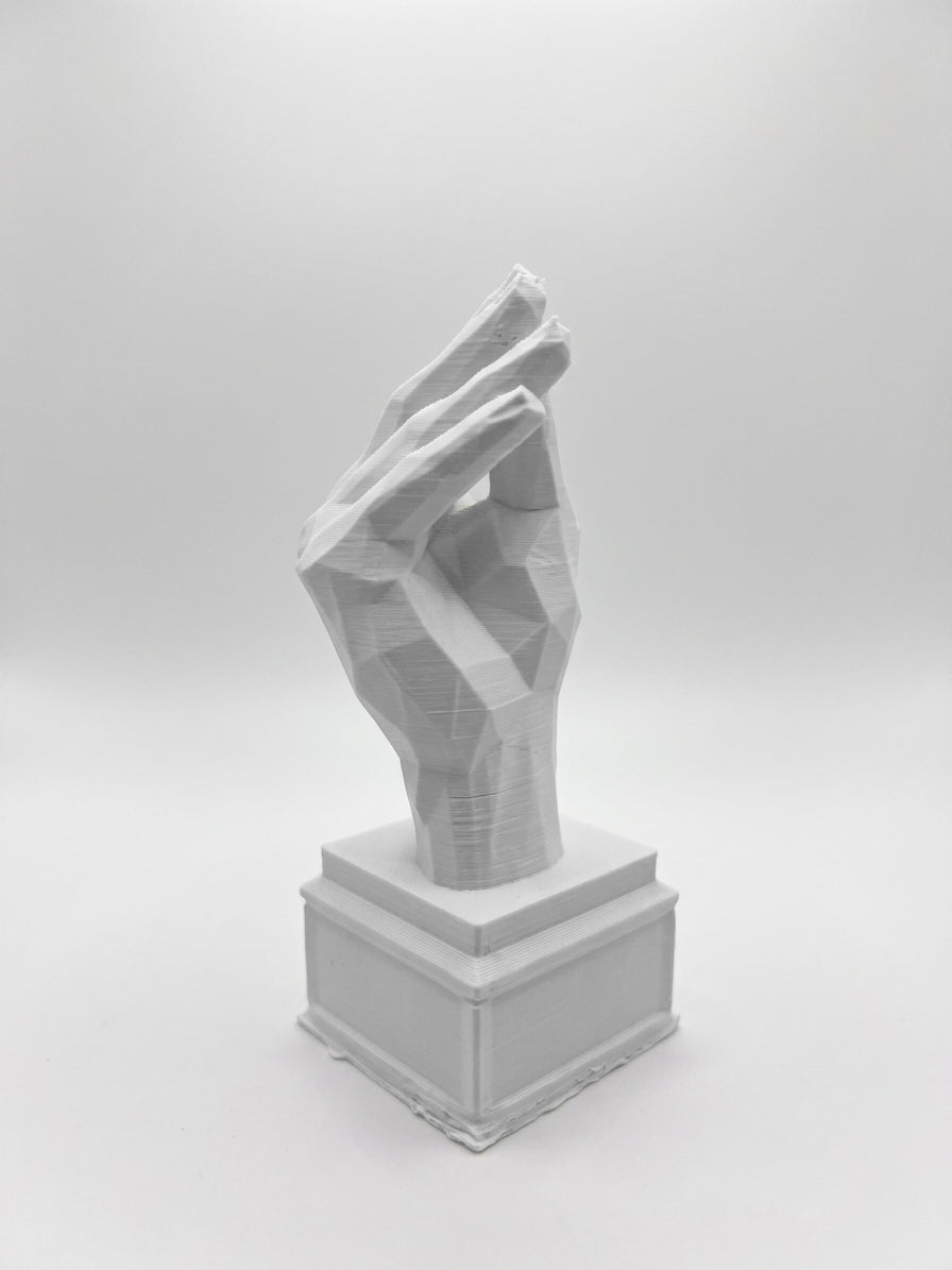 Statuina mano a tulipano gesto italiano boh bianco in stampa 3D PLA low-poly