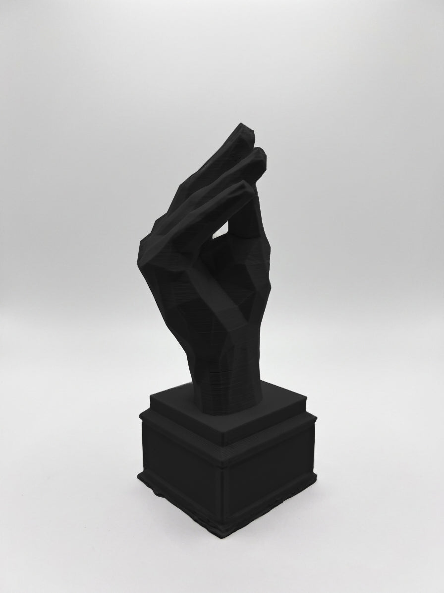 Statuina mano a tulipano gesto italiano boh nero in stampa 3D PLA low-poly